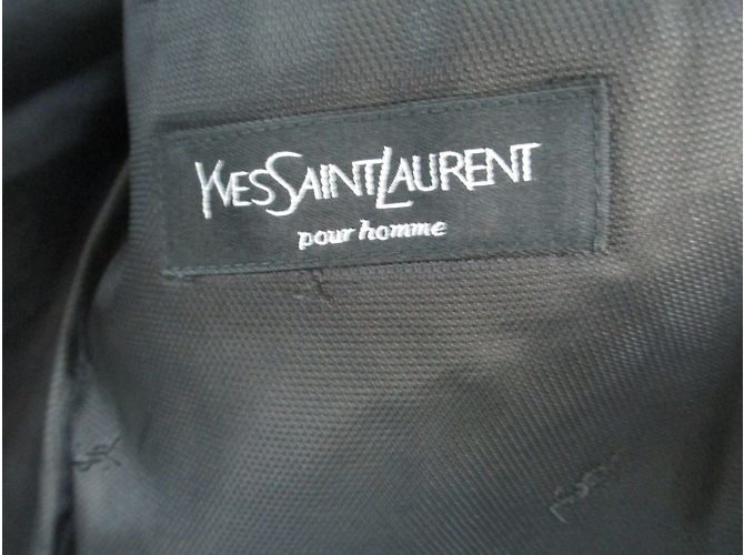 Yves Saint Laurent Black Striped Wool Suit Jacket Size 52 - view 5