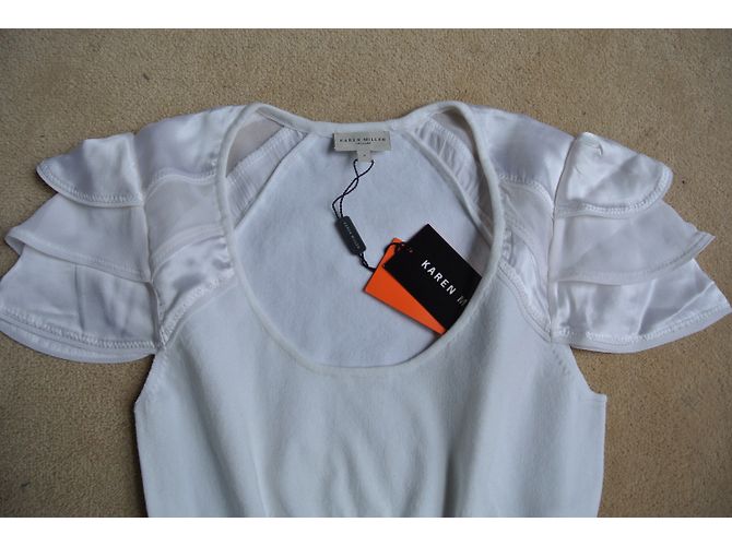 Top blanco de algodón Karen Millen - vista 3