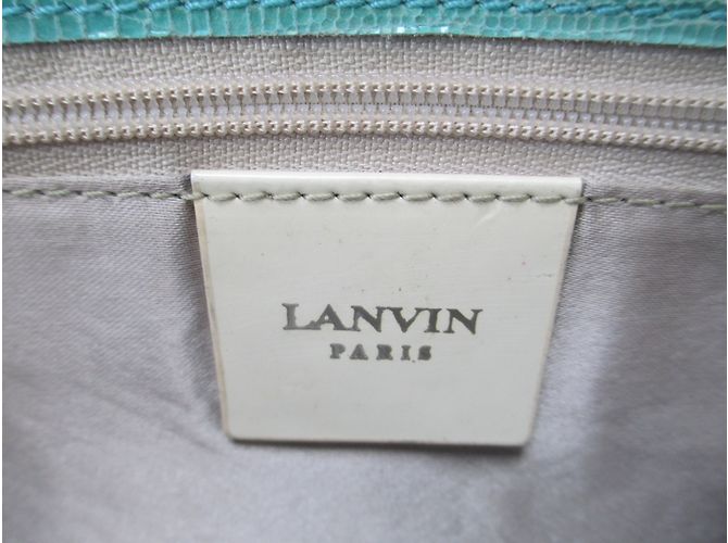 Lanvin Clutch aus türkisfarbenem Pythonleder mit Kette Blau - Ansicht 10