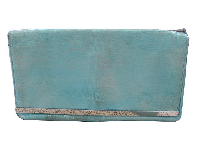 Lanvin Clutch aus türkisfarbenem Pythonleder mit Kette Blau - Ansicht 2