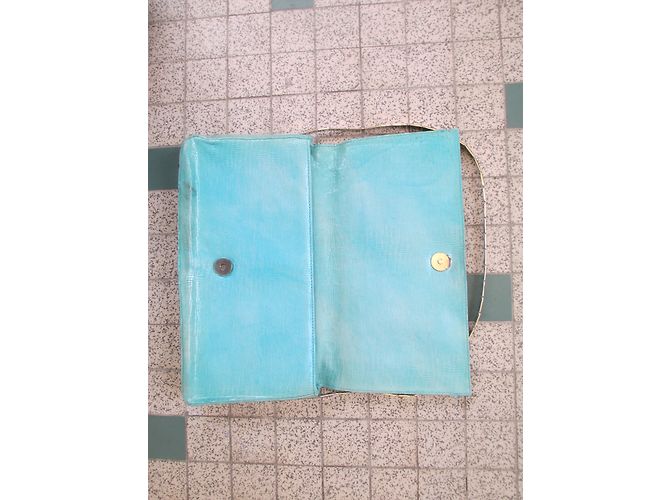 Lanvin Clutch aus türkisfarbenem Pythonleder mit Kette Blau - Ansicht 6