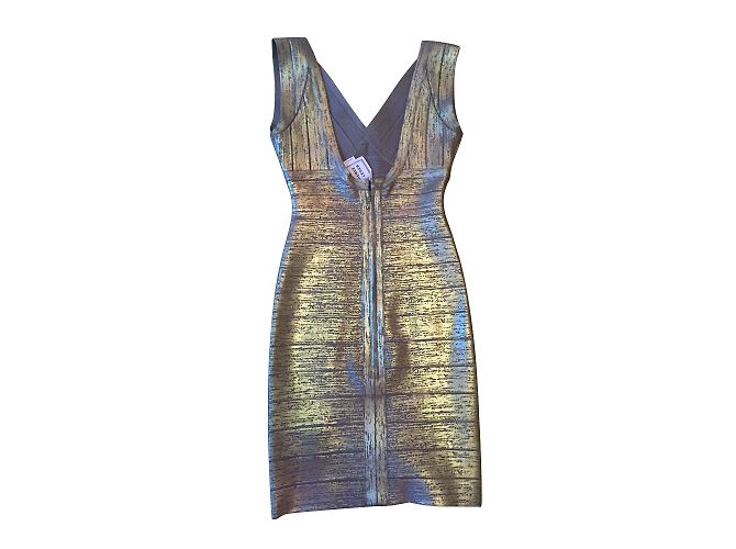 Herve Leger Kleid Silber Viscose - Ansicht 2