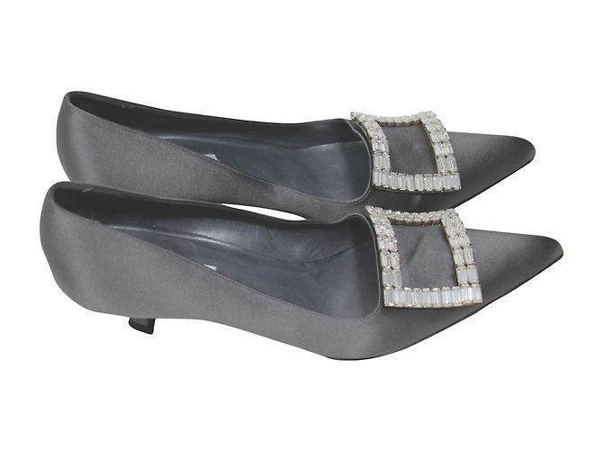 Décolleté a punta Balmain in satin grigio - vista 2