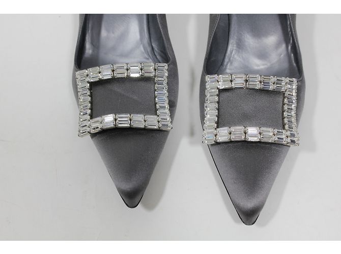 Décolleté a punta Balmain in satin grigio - vista 3
