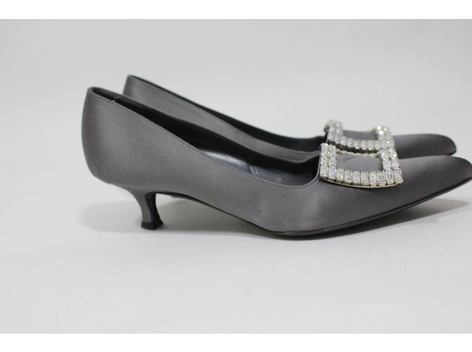 Décolleté a punta Balmain in satin grigio - vista 4