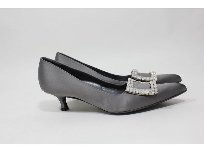 Décolleté a punta Balmain in satin grigio - vista 5