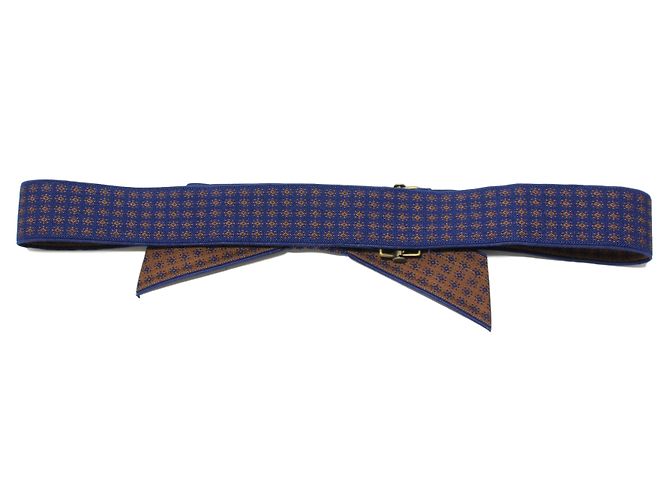 Alexis Mabille Elastischer Gürtel aus Stoff Blau und Senf 75 cm - Ansicht 2