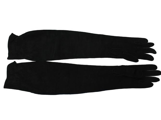 Luvas longas Hermès em camurça preta Preto - vista 3