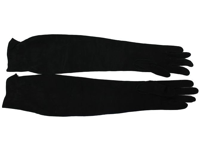 Luvas longas Hermès em camurça preta Preto - vista 4