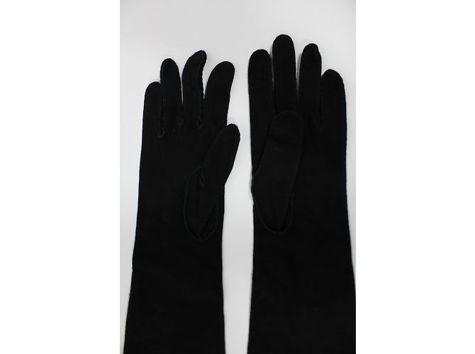 Luvas longas Hermès em camurça preta Preto - vista 5