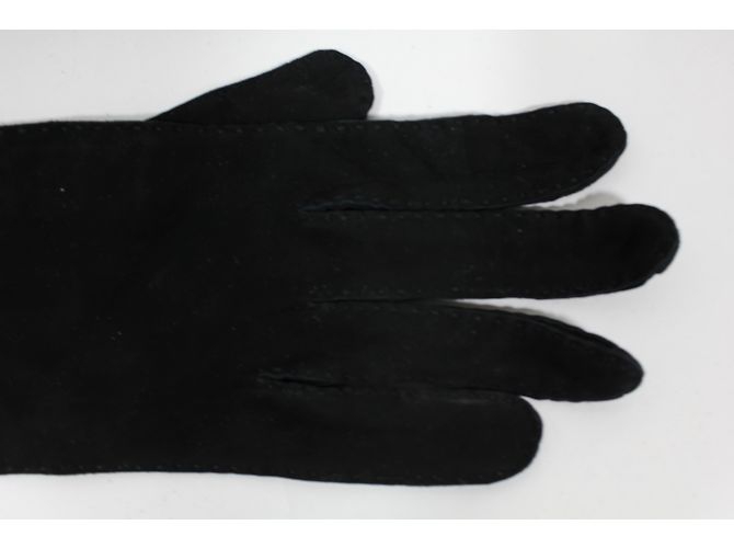 Luvas longas Hermès em camurça preta Preto - vista 6