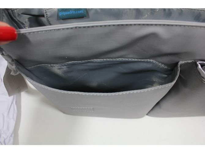 Autre Marque Borsa Satchel Piquadro in tela grigia - vista 10