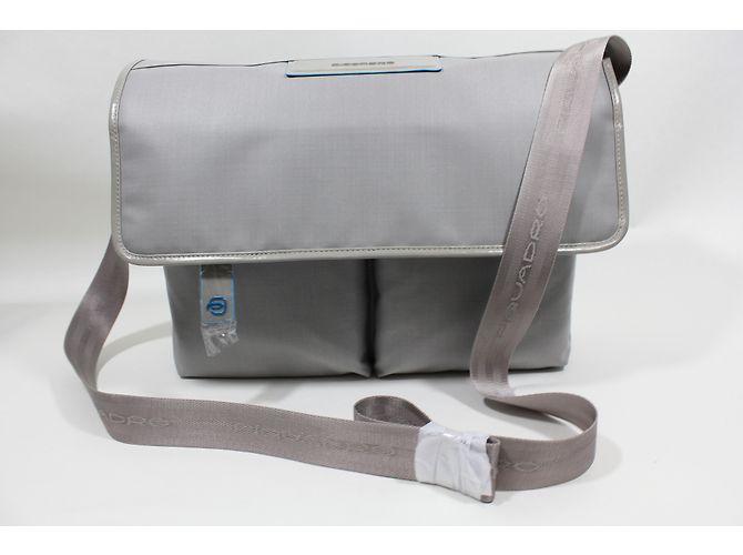 Autre Marque Borsa Satchel Piquadro in tela grigia - vista 6
