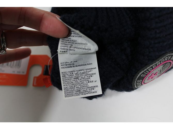 Berretto Superdry Blu Scuro con Nappa in Pelliccia Sintetica - vista 5