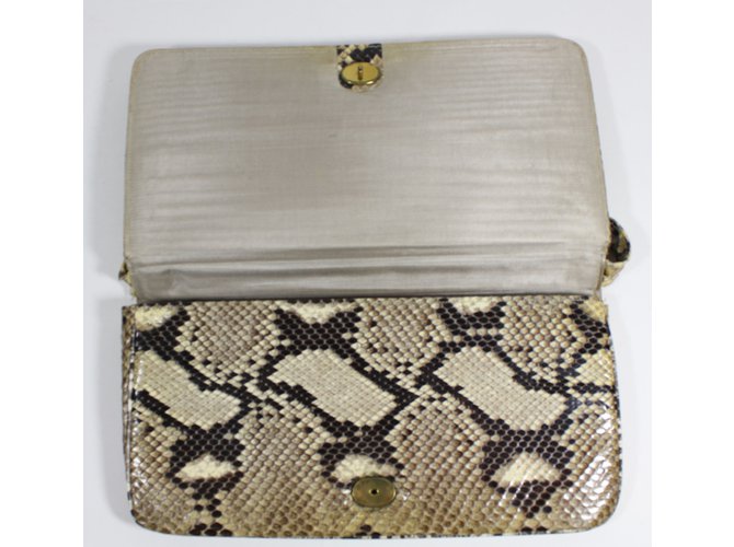 Autre Marque Clutch in pitone giallo e marrone - vista 11