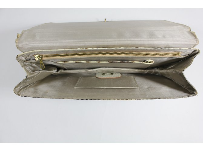 Autre Marque Clutch in pitone giallo e marrone - vista 12