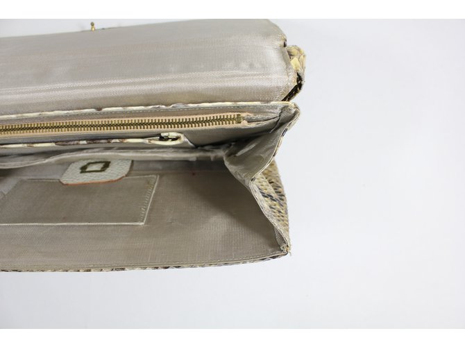 Autre Marque Clutch in pitone giallo e marrone - vista 14