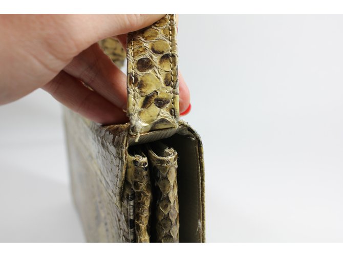 Autre Marque Clutch in pitone giallo e marrone - vista 15