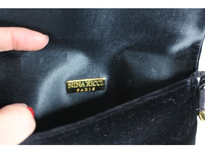 Nina Ricci Borsa da sera in velluto nero - vista 5