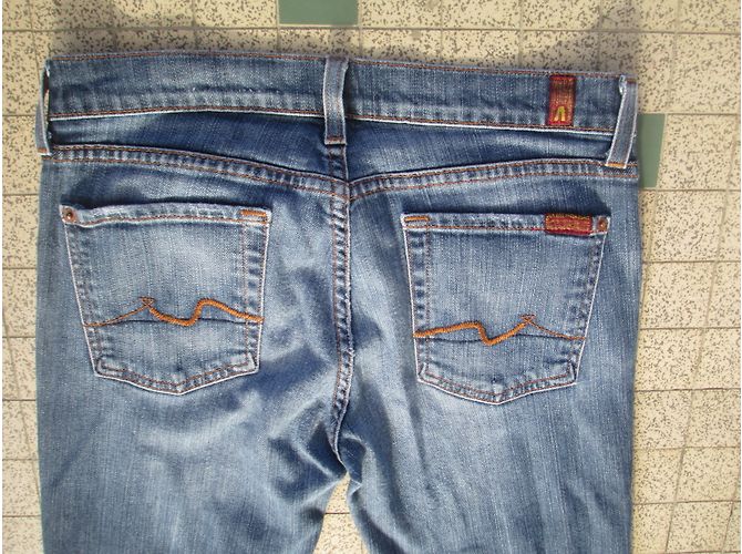7 For All Mankind Vaqueros Boot Cut Azules Algodón Talla 29 - vista 4
