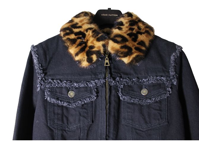 Chaqueta Louis Vuitton de algodón negra con cuello de visón extraíble Negro - vista 3