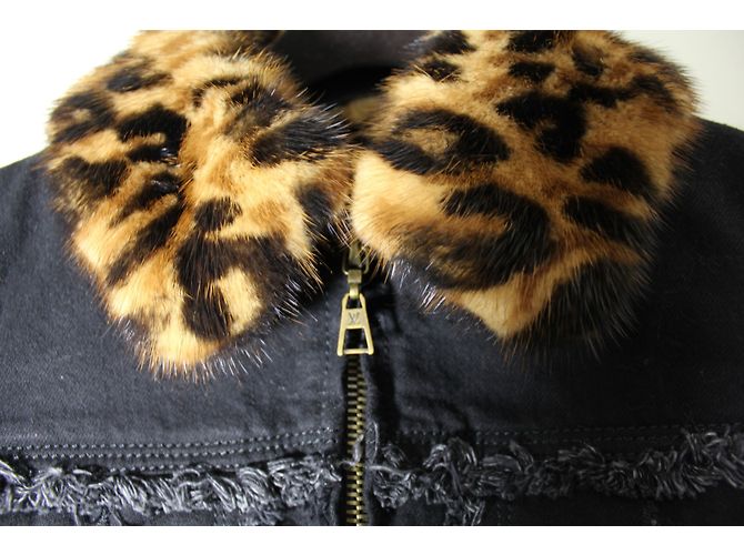 Chaqueta Louis Vuitton de algodón negra con cuello de visón extraíble Negro - vista 4