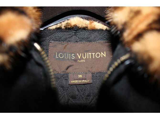 Chaqueta Louis Vuitton de algodón negra con cuello de visón extraíble Negro - vista 7