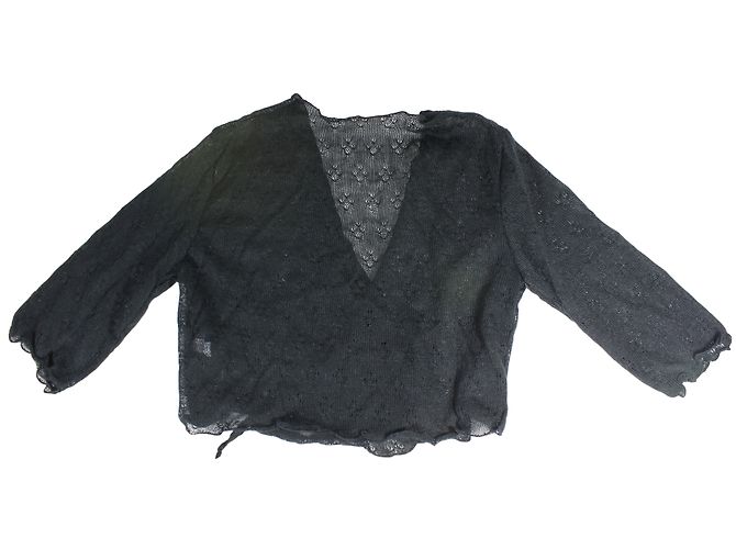 Autre Marque Schwarzes geknotetes Spitzen Top aus Acryl und Mohair S/M - Ansicht 2