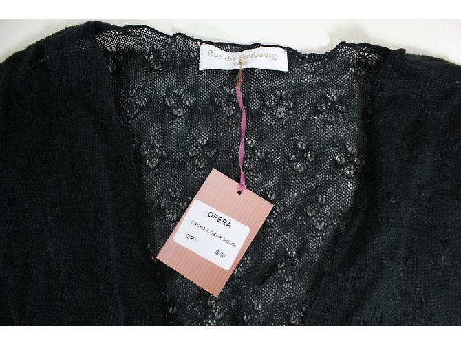 Autre Marque Schwarzes geknotetes Spitzen Top aus Acryl und Mohair S/M - Ansicht 3