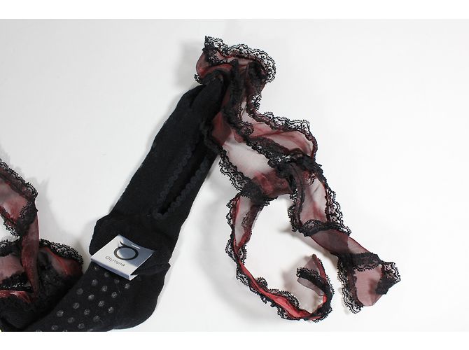 Autre Marque Pantofole Olympia Tango Nere Lana Seta Nero - vista 4