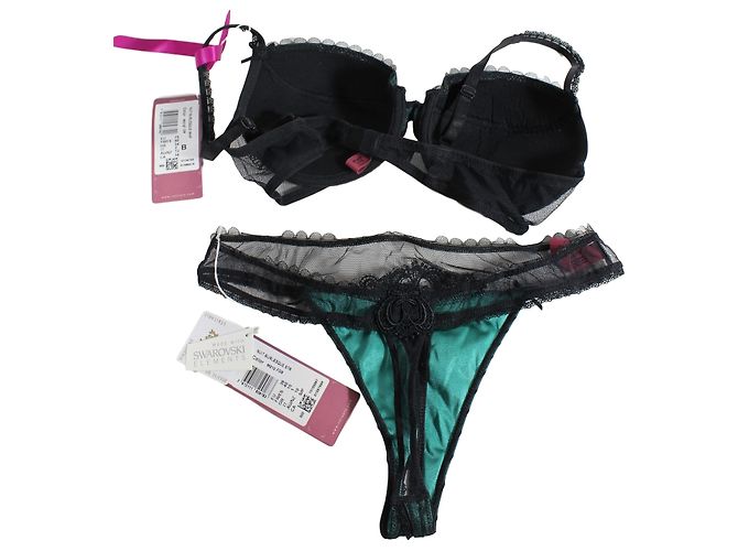 Autre Marque Conjunto de lencería Valisère Burlesque Night de encaje Negro Verde - vista 2