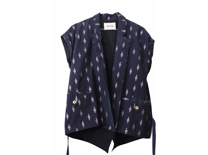 Kenzo Top Kimono de Algodón Negro con Bordados - vista 4