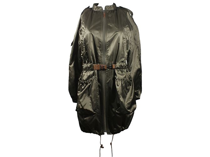 Parka de satén caqui Massimo Dutti - vista 3