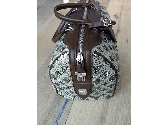 Speedy Borsa Louis Vuitton Sunshine Express in Pelle Khaki Cachi - vista 3