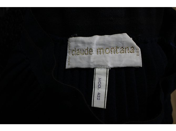 Falda plisada azul de largo medio Claude Montana - vista 5