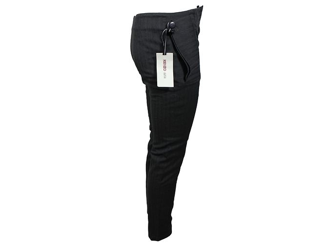 Kenzo Hose Slim Fit Gestreift Grau aus Wolle - Ansicht 2