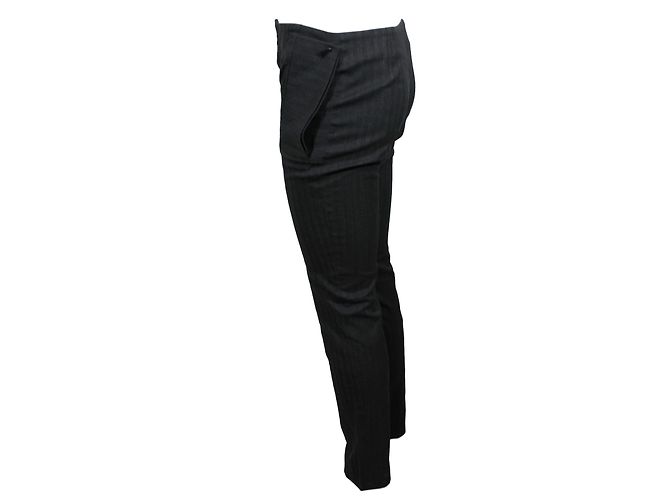 Kenzo Hose Slim Fit Gestreift Grau aus Wolle - Ansicht 3