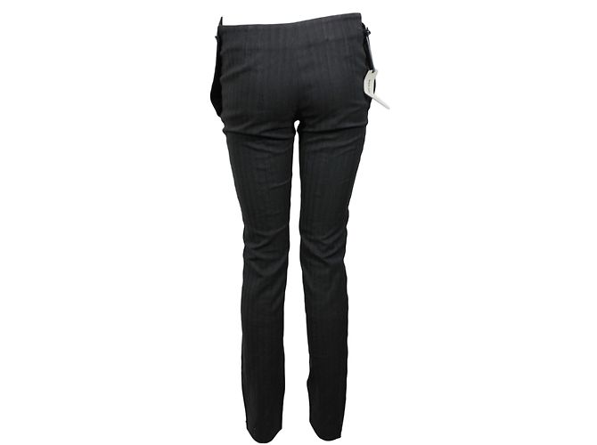 Kenzo Hose Slim Fit Gestreift Grau aus Wolle - Ansicht 4