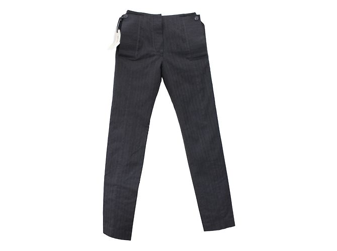 Kenzo Hose Slim Fit Gestreift Grau aus Wolle - Ansicht 5