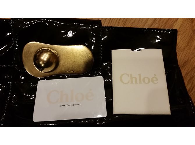 Pochette Chloé in vernice nera Nero - vista 4