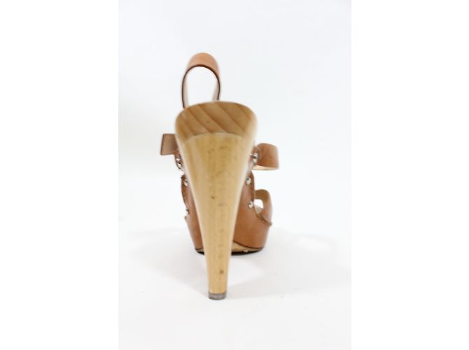 Céline Sandalen aus Leder Karamell Holzabsatz 36 - Ansicht 9