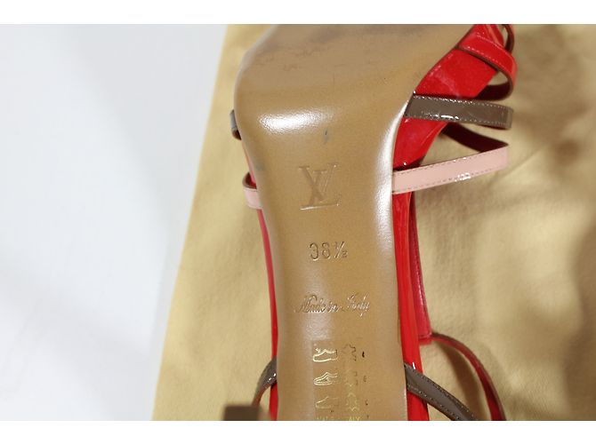 Louis Vuitton Sandalen Rot Khaki Rosa Leder 38.5 - Ansicht 11
