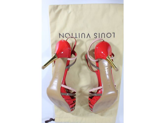 Louis Vuitton Sandalen Rot Khaki Rosa Leder 38.5 - Ansicht 12