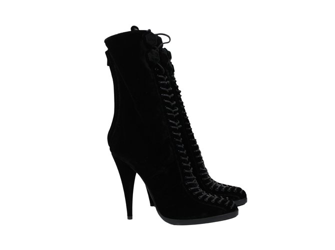 Stivali Givenchy in velluto nero con lacci - vista 2