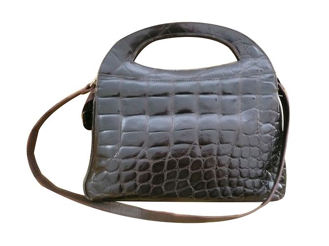 Autre Marque Borsa in pelle di coccodrillo nera Nero - vista 2