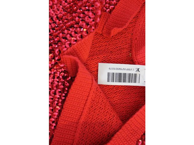 Louis Vuitton Pailletten Top aus rotem Kaschmir Größe 36 - Ansicht 4