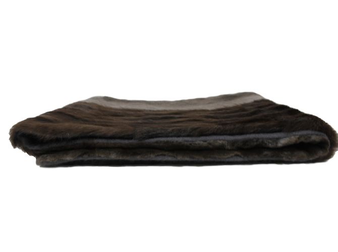 Sciarpa Louis Vuitton in pelliccia di visone e marmotta marrone - vista 5