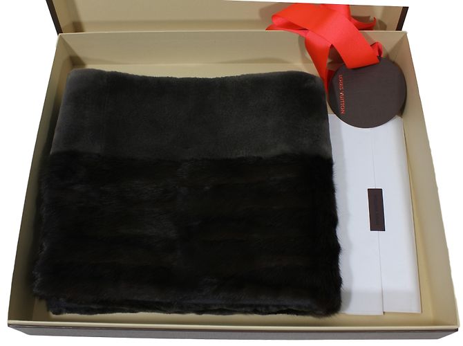 Sciarpa Louis Vuitton in pelliccia di visone e marmotta marrone - vista 7