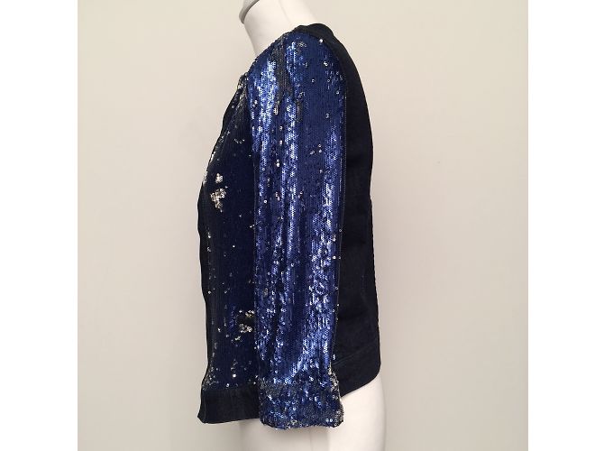 Pinko Denim Jacket Blue and Silver Sequins - view 3
