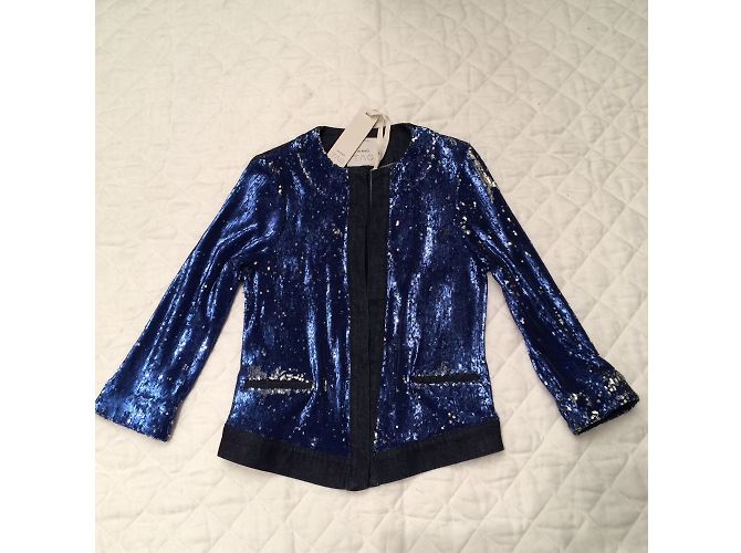 Pinko Denim Jacket Blue and Silver Sequins - view 4